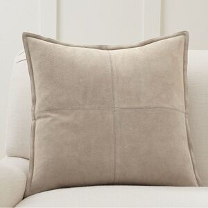 2 Pottery Barn Pieced Suede Pillow Tan Accent Pillow